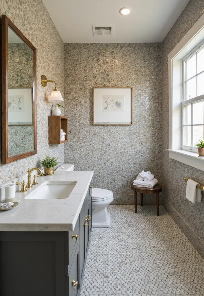 14 Penny Tile Bathroom Ideas That Feel Fresh - 6. Unique Mosaic Accents