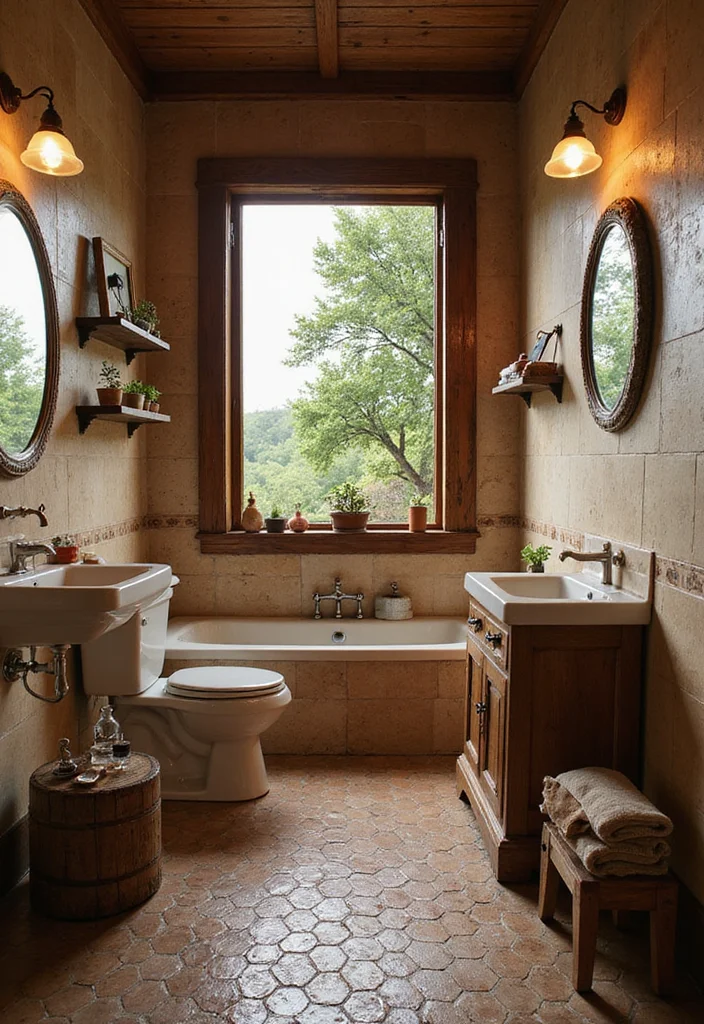 14 Penny Tile Bathroom Ideas That Feel Fresh - 8. Rustic Charm
