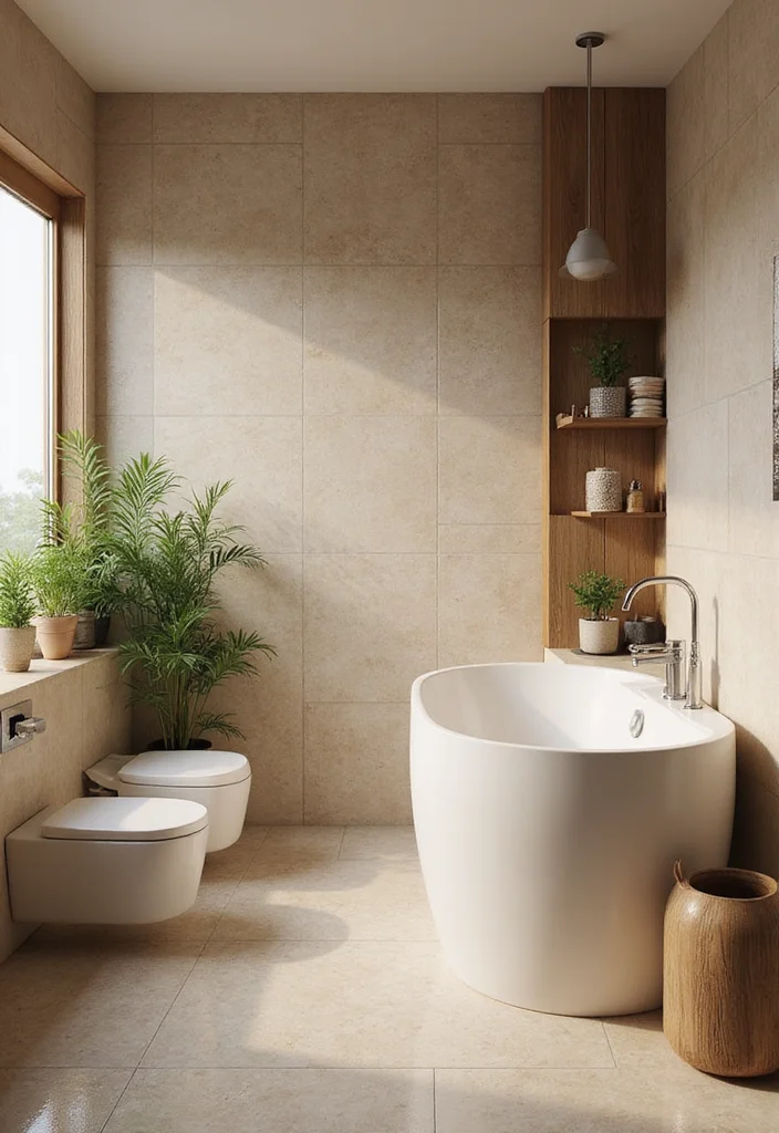 14 Porcelain Tile Bathroom Ideas For Durable Beauty - 1. Soft Earthy Tones