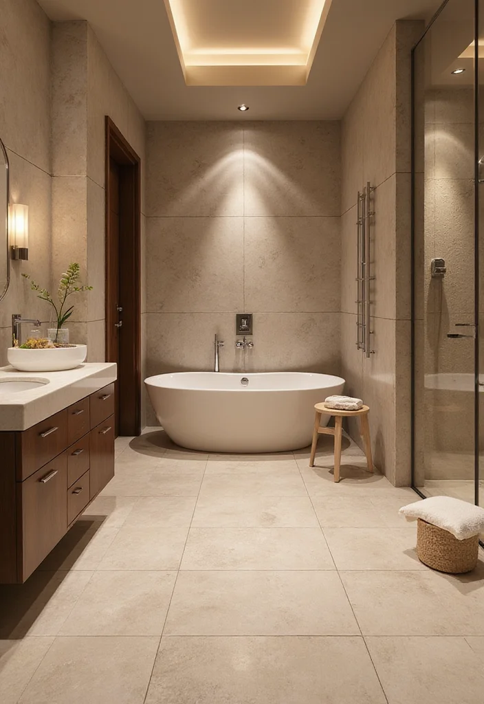 14 Porcelain Tile Bathroom Ideas For Durable Beauty - 11. Underfloor Heating