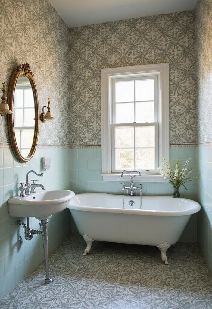 14 Porcelain Tile Bathroom Ideas For Durable Beauty - 5. Vintage Charm