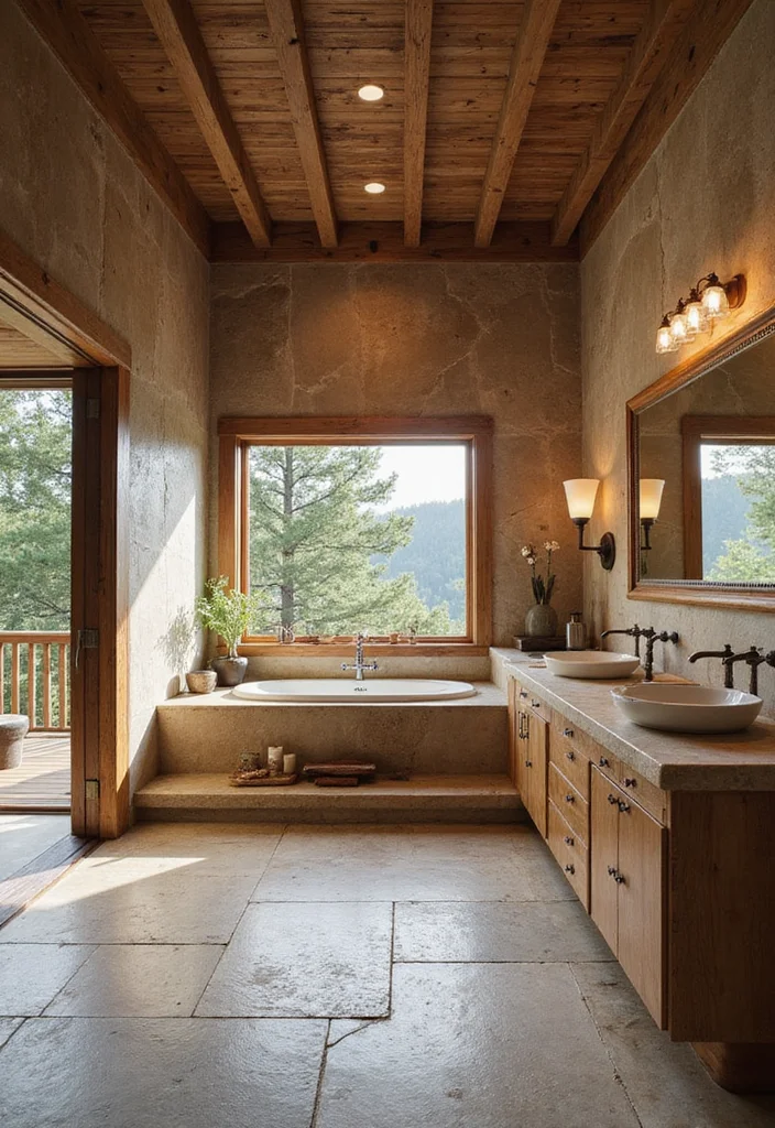 14 Rustic Bathroom Tile Ideas With Cozy Charm - 9. Rustic Stone Slabs