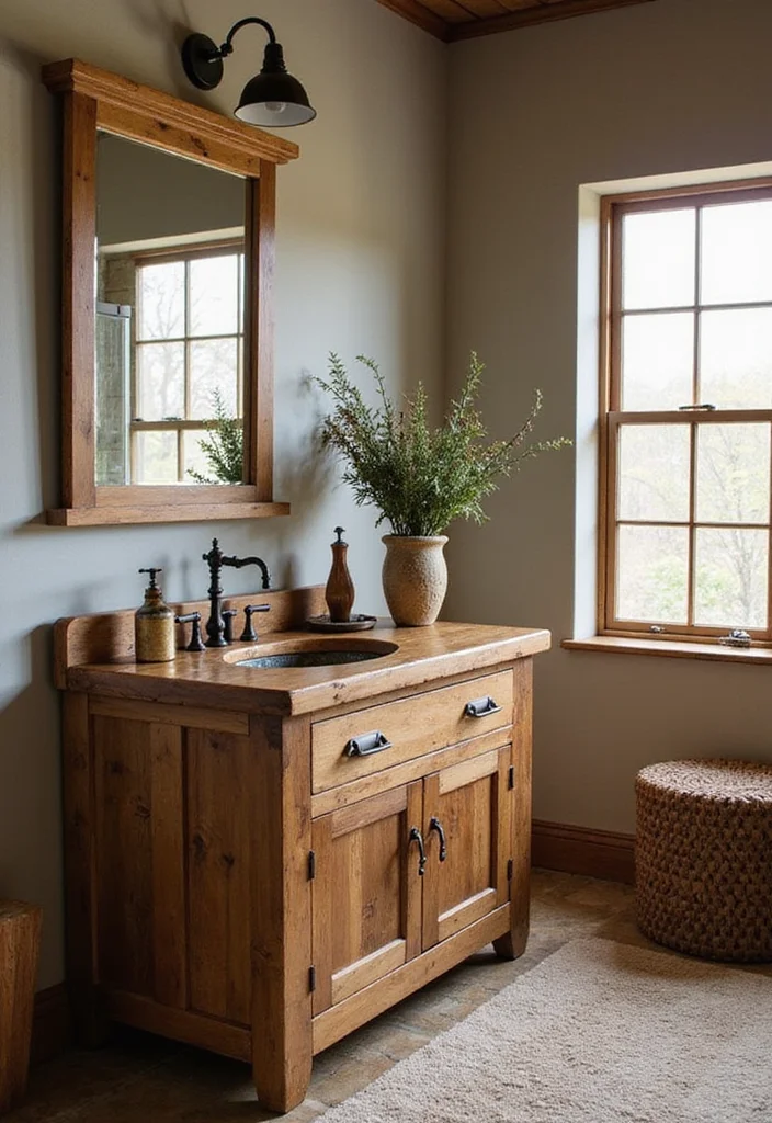 14 Shaker Bathroom Vanity Ideas With Timeless Appeal - 2. Rustic Wood Shaker Vanity