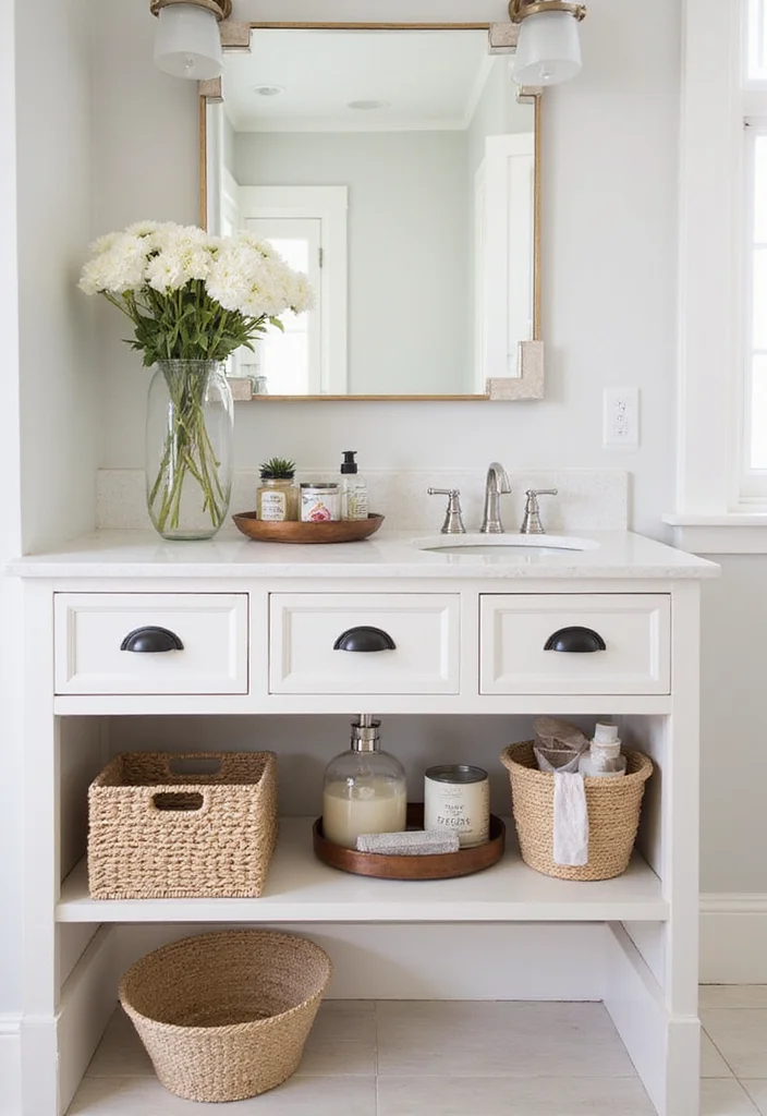 14 Shaker Bathroom Vanity Ideas With Timeless Appeal - 9. Stylish Bathroom Organization Tips