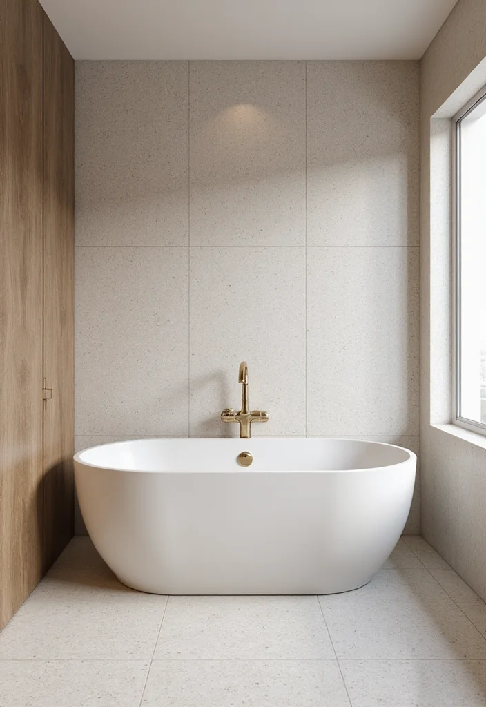 14 Terrazzo Tile Bathroom Ideas With Trendy Style - 13. Modern Spa Vibes