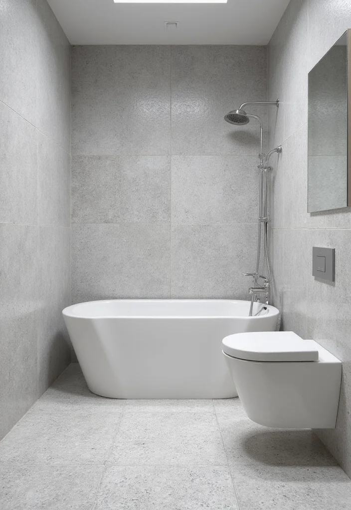 14 Terrazzo Tile Bathroom Ideas With Trendy Style - 2. Monochromatic Elegance