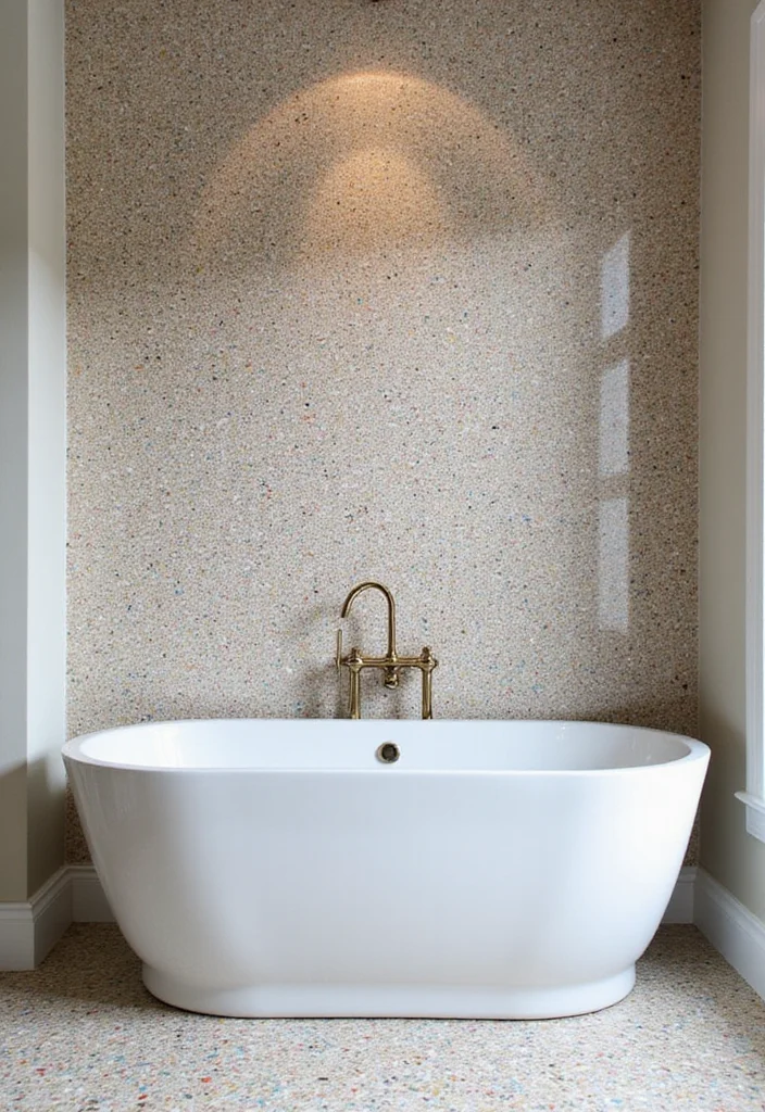 14 Terrazzo Tile Bathroom Ideas With Trendy Style - 3. Terrazzo Tile Feature Walls