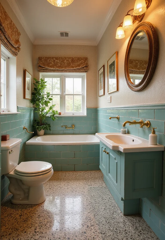 14 Terrazzo Tile Bathroom Ideas With Trendy Style - 4. Vintage Charm