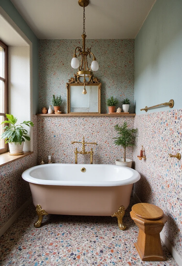 14 Terrazzo Tile Bathroom Ideas With Trendy Style - 6. Eclectic Styles