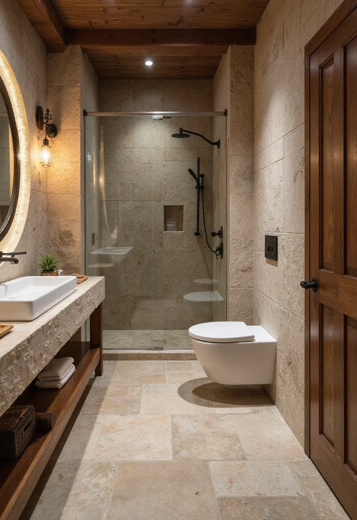 14 Textured Tile Bathroom Ideas With Depth - 12. Natural Stone Tiles