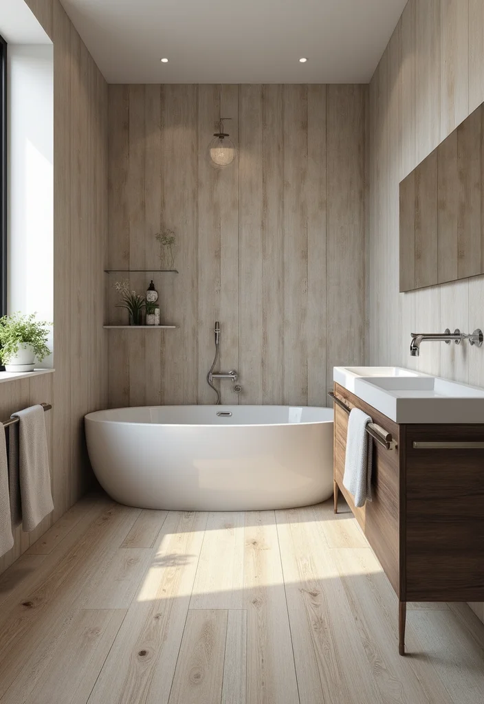 14 Textured Tile Bathroom Ideas With Depth - 13. Textured Vinyl Tiles