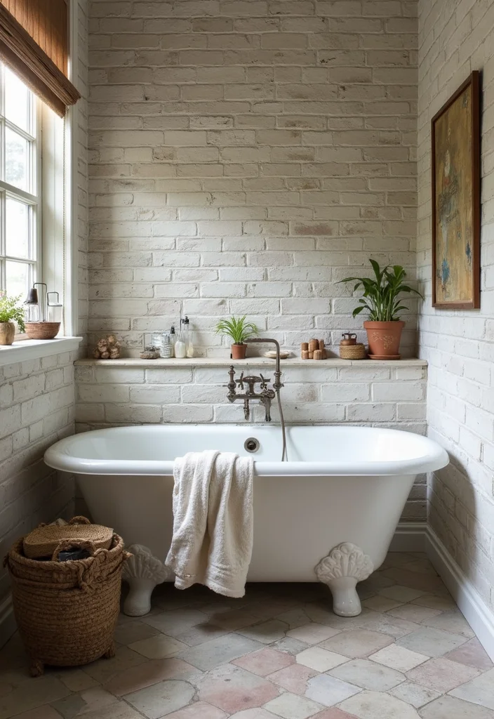 14 Textured Tile Bathroom Ideas With Depth - 2. Vintage Subway Tiles with a Twist