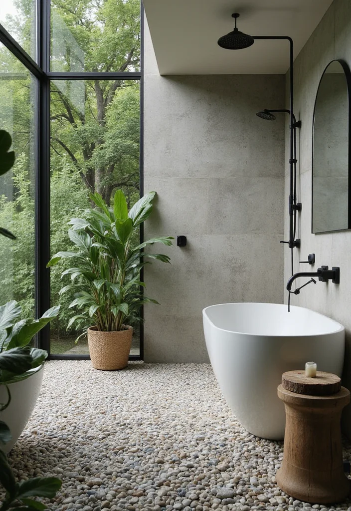 14 Textured Tile Bathroom Ideas With Depth - 4. Textured Pebble Tiles