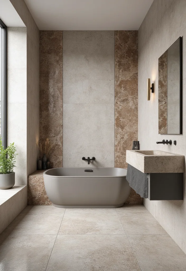 14 Textured Tile Bathroom Ideas With Depth - 7. Textured Porcelain Tiles