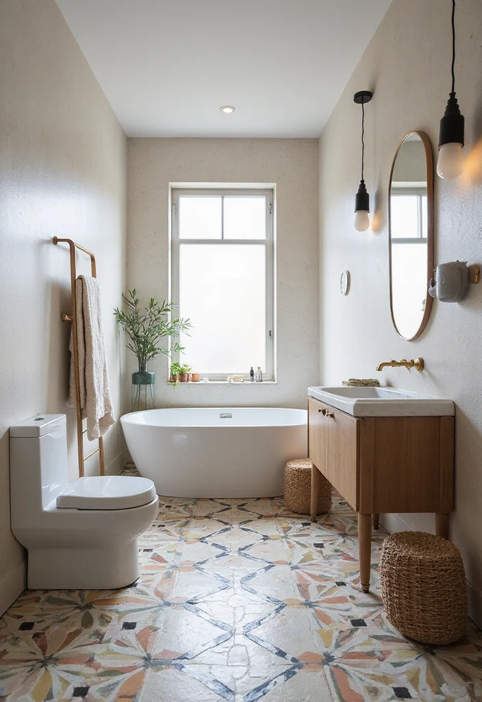 14 Textured Tile Bathroom Ideas With Depth - 8. Geometric Tile Patterns