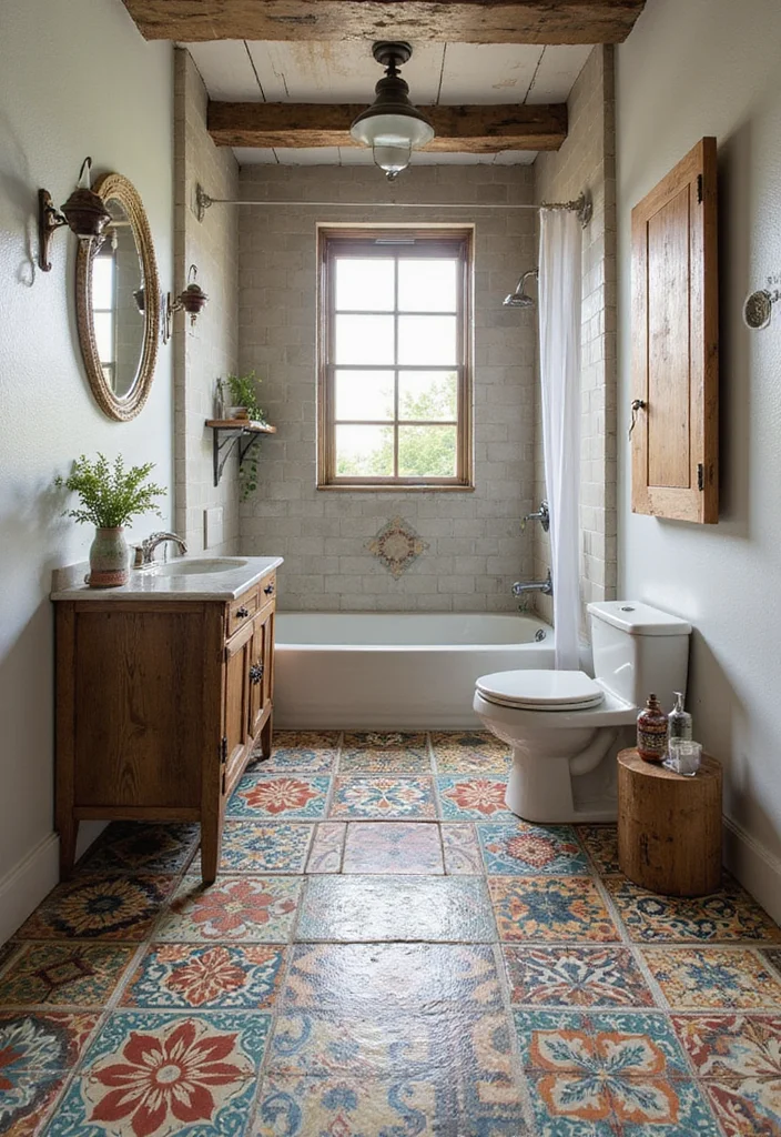 14 Textured Tile Bathroom Ideas With Depth - 9. Patterned Cement Tiles