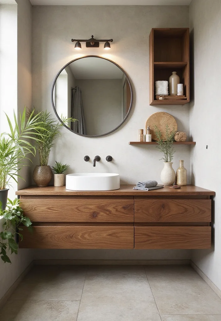 14 Walnut Vanity Bathroom Ideas With Warm Texture - 8. Eco-Friendly Walnut Vanity Design