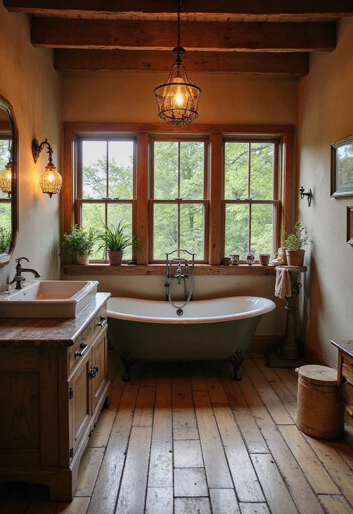 14 Wood Tile Bathroom Floor Ideas For Natural Warmth - 2. Rustic Barnwood Design