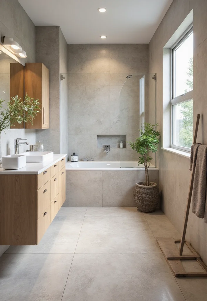 16 Bathroom Feature Wall Tile Ideas That Stand Out - 13. Eco-Friendly Vinyl Tiles