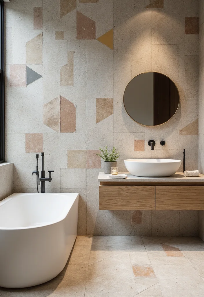 16 Bathroom Feature Wall Tile Ideas That Stand Out - 3. Geometric Patterns for Modern Flair