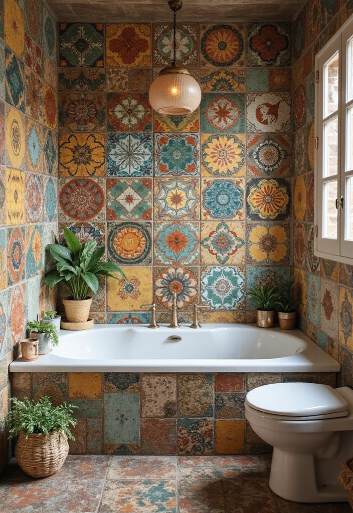 16 Bathroom Wall Tile Designs That Transform Any Space - 14. Artistic Handmade Tiles