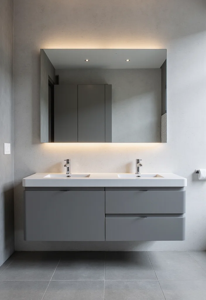 16 Gray Vanity Bathroom Ideas For Neutral Elegance - 1. Sleek Modern Gray Vanity