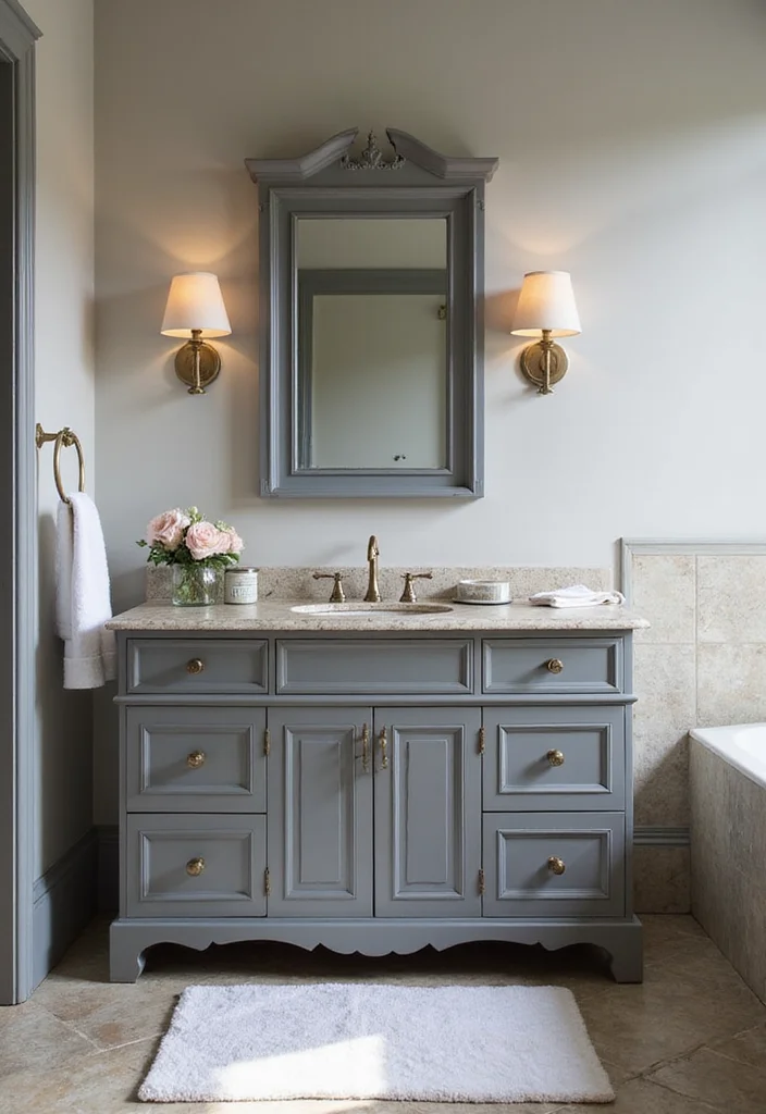 16 Gray Vanity Bathroom Ideas For Neutral Elegance - 13. Traditional Gray Elegance