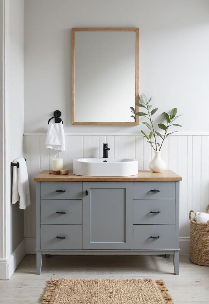 16 Gray Vanity Bathroom Ideas For Neutral Elegance - 14. Gray and White Scandinavian Style