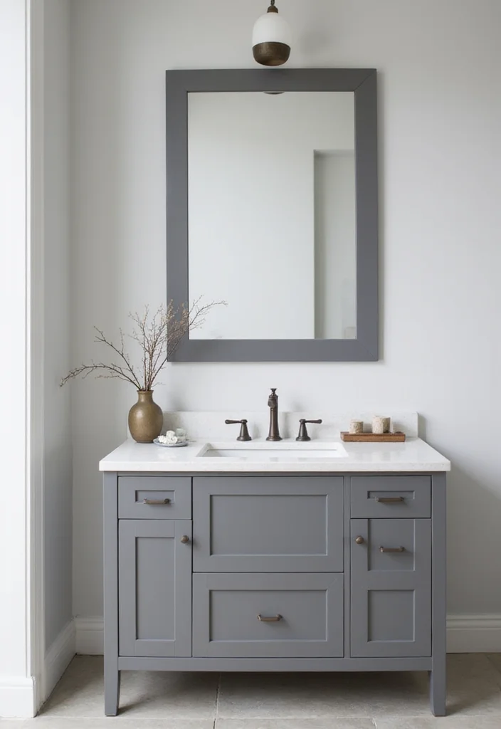 16 Gray Vanity Bathroom Ideas For Neutral Elegance - 6. Minimalist Gray Design