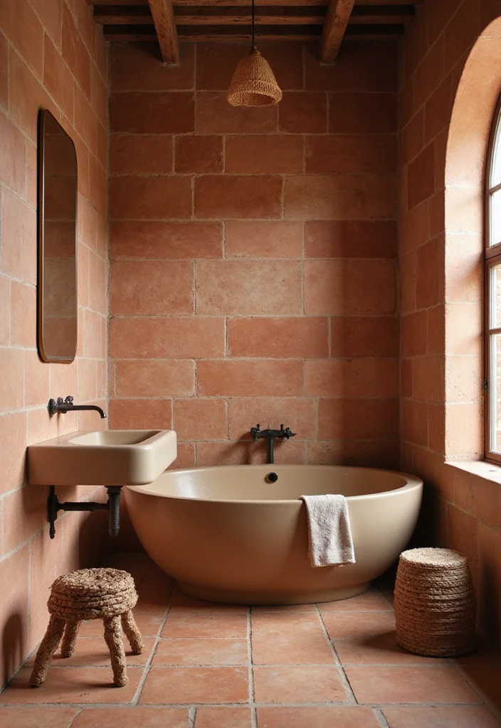 16 Luxury Bathroom Tile Ideas For High End Homes - 16. Eco-Friendly Terracotta Tiles