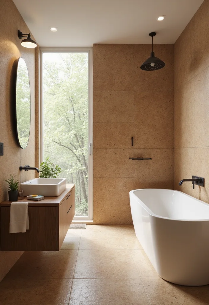 16 Luxury Bathroom Tile Ideas For High End Homes - 9. Eco-Friendly Cork Tiles
