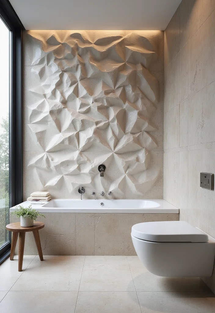 16 Modern Tile Bathroom Ideas for Stylish Homes - 13. 3D Tiles for Depth