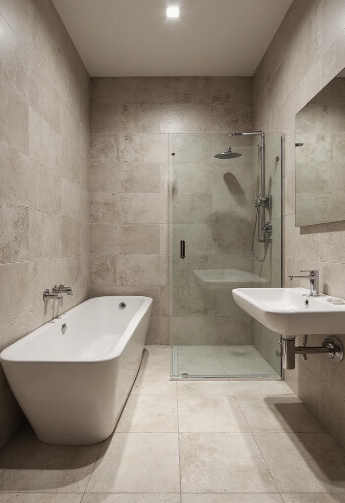 16 Modern Tile Bathroom Ideas for Stylish Homes - 15. Natural Stone Look-Alikes