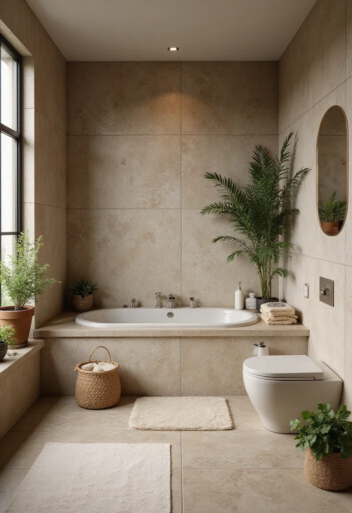 16 Modern Tile Bathroom Ideas for Stylish Homes - 16. Biophilic Design Elements