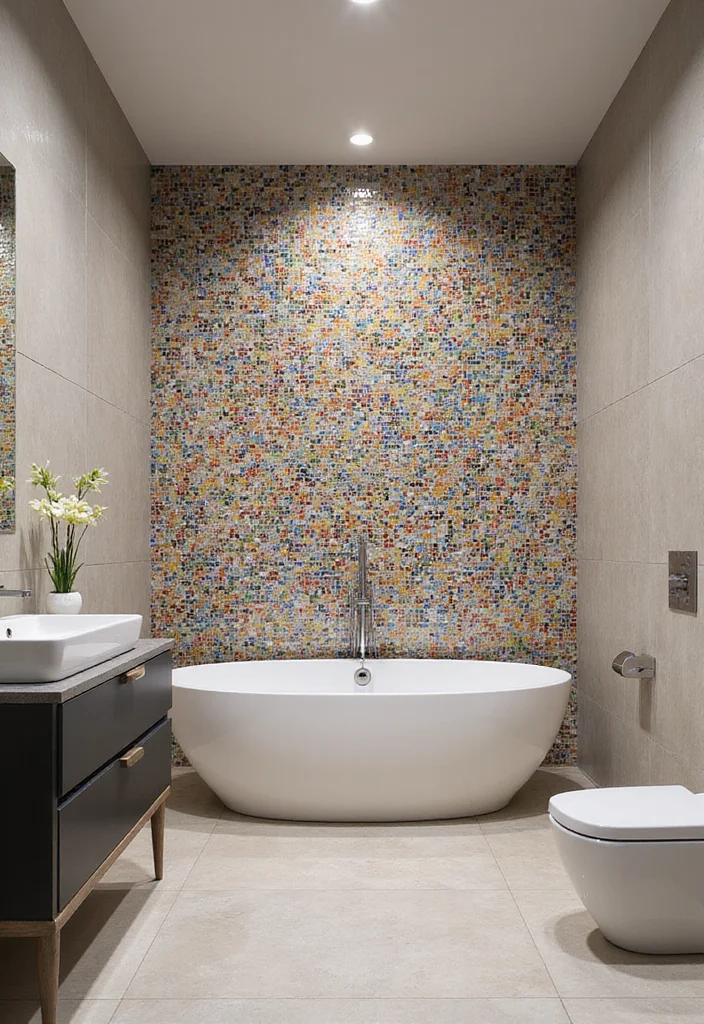 16 Modern Tile Bathroom Ideas for Stylish Homes - 2. Mosaic Tile Accents