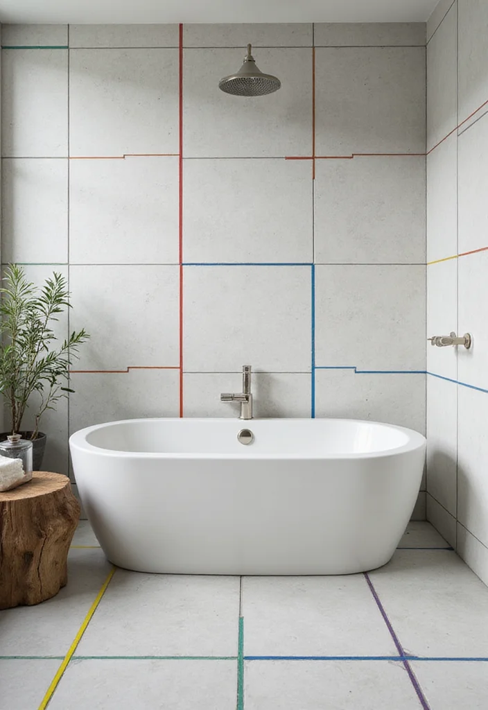 16 Modern Tile Bathroom Ideas for Stylish Homes - 5. Colorful Grout Lines