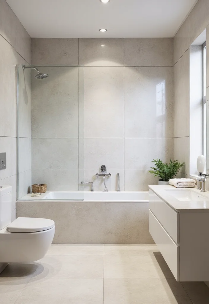 16 Modern Tile Bathroom Ideas for Stylish Homes - 6. Large-Scale Wall Tiles