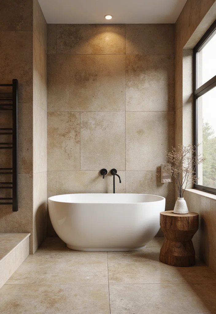 16 Modern Tile Bathroom Ideas for Stylish Homes - 7. Natural Stone Tiles