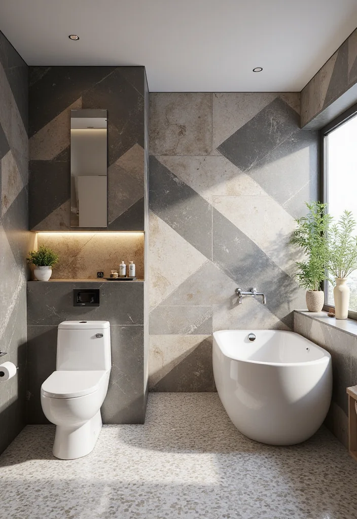 16 Modern Tile Bathroom Ideas for Stylish Homes - 9. Bold Geometric Patterns