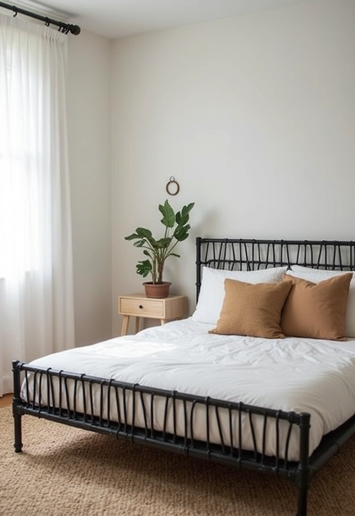 25 Black and Rattan Bedroom Ideas That Mix Modern and Natural Styles - 1. Sleek Black Rattan Bed Frame