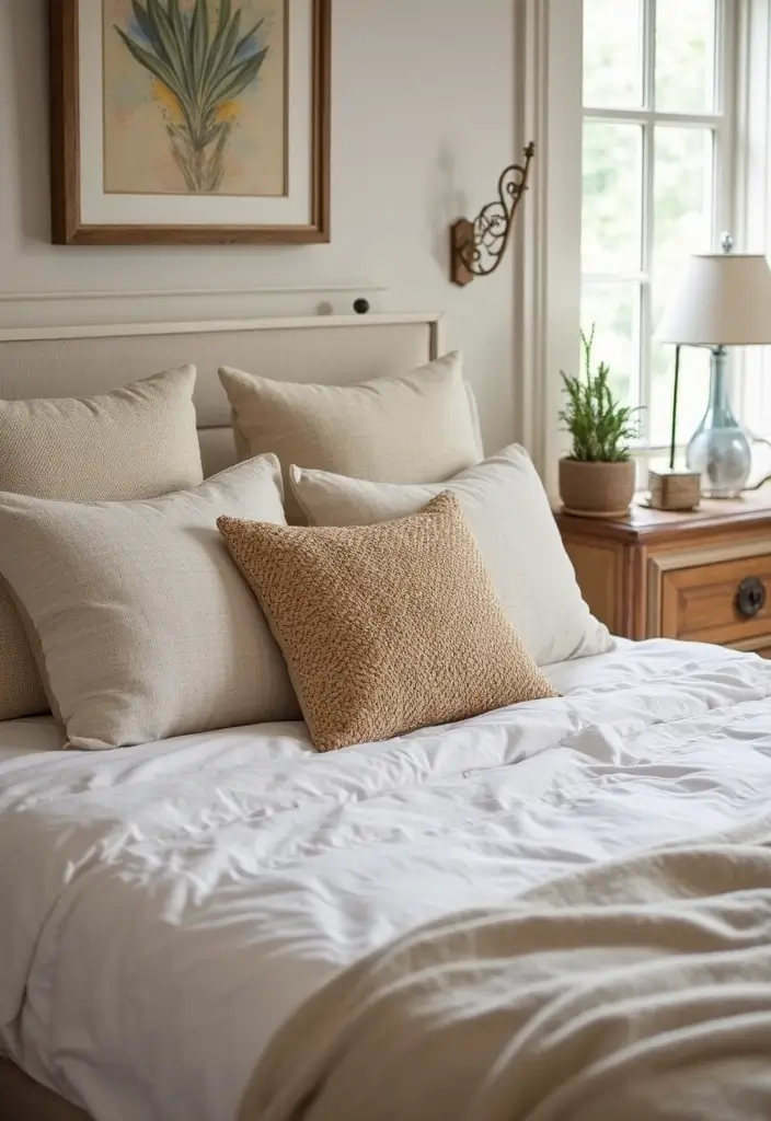 25 Black and Rattan Bedroom Ideas That Mix Modern and Natural Styles - 12. Rattan Accent Pillows