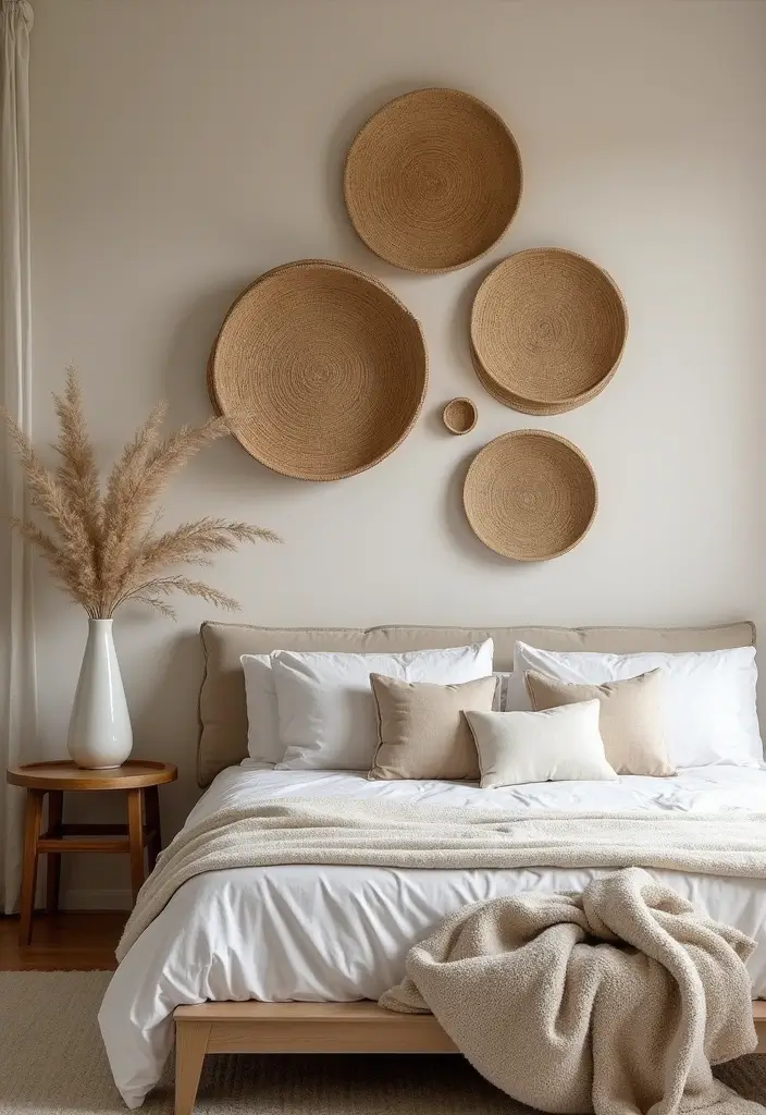 25 Black and Rattan Bedroom Ideas That Mix Modern and Natural Styles - 18. Rattan Art Pieces