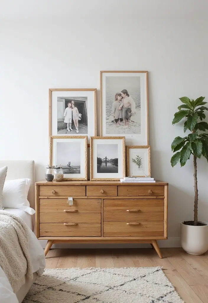 25 Black and Rattan Bedroom Ideas That Mix Modern and Natural Styles - 21. Rattan Picture Frames