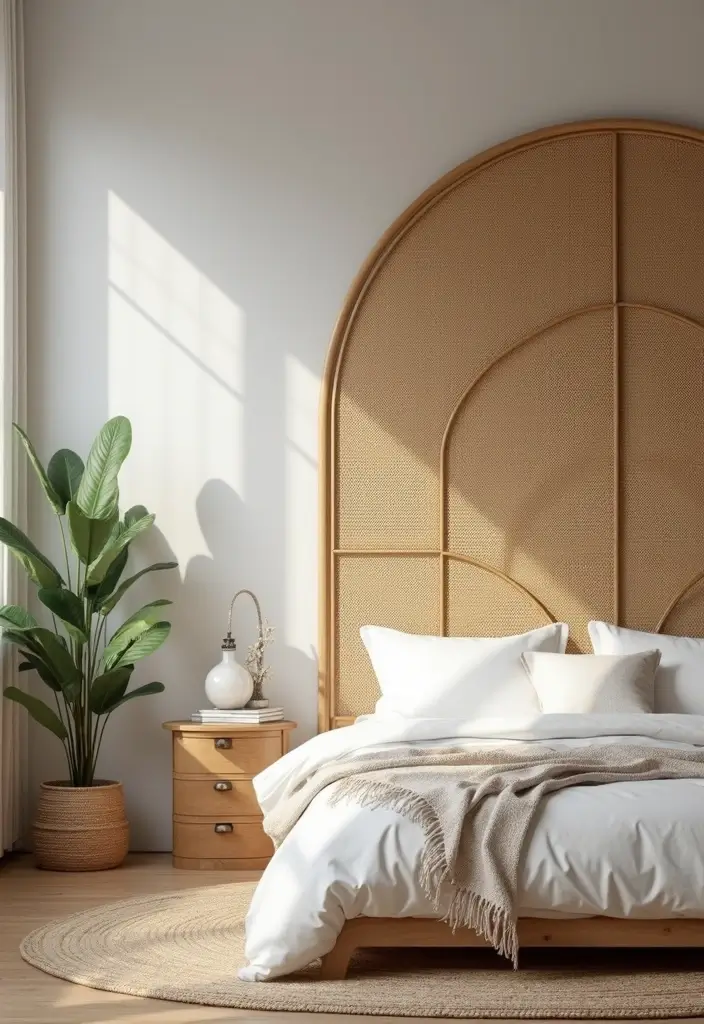 25 Black and Rattan Bedroom Ideas That Mix Modern and Natural Styles - 9. Rattan Room Divider