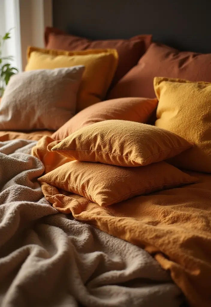 26 Fall Decor for Bedroom Ideas That Feel Cozy and Seasonal - 1. Warm Color Palettes