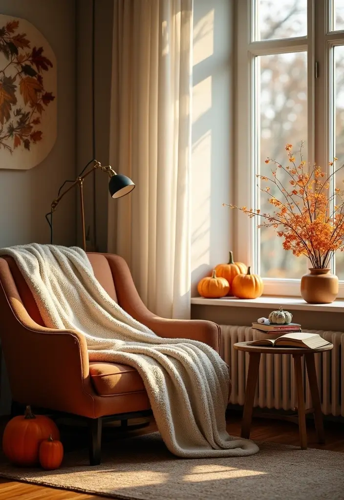 26 Fall Decor for Bedroom Ideas That Feel Cozy and Seasonal - 15. Cozy Reading Nook