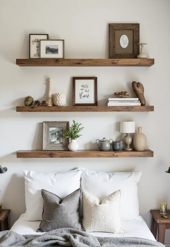 26 Fall Decor for Bedroom Ideas That Feel Cozy and Seasonal - 16. Wall-mounted Shelves