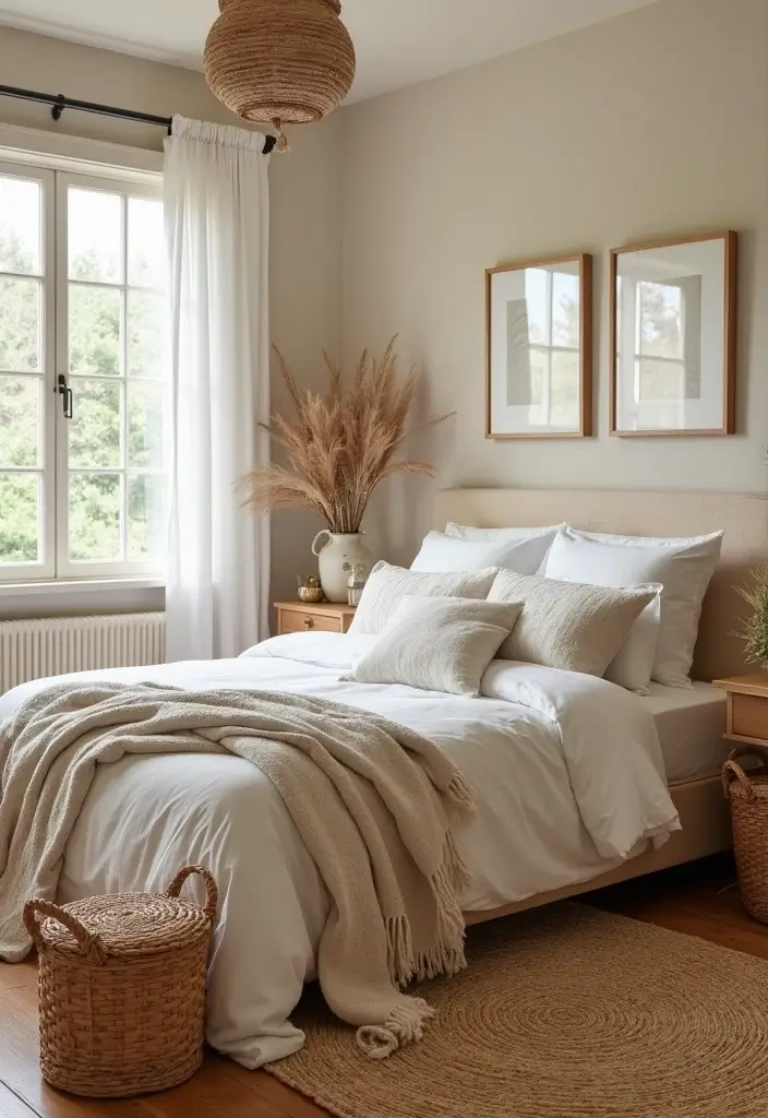 26 Fall Decor for Bedroom Ideas That Feel Cozy and Seasonal - 23. Natural Fiber Accents