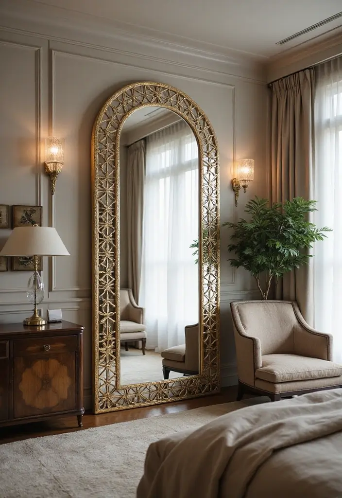 26 Mirror Design for Bedroom Ideas That Add Light and Style - 10. Art Deco Mirrors