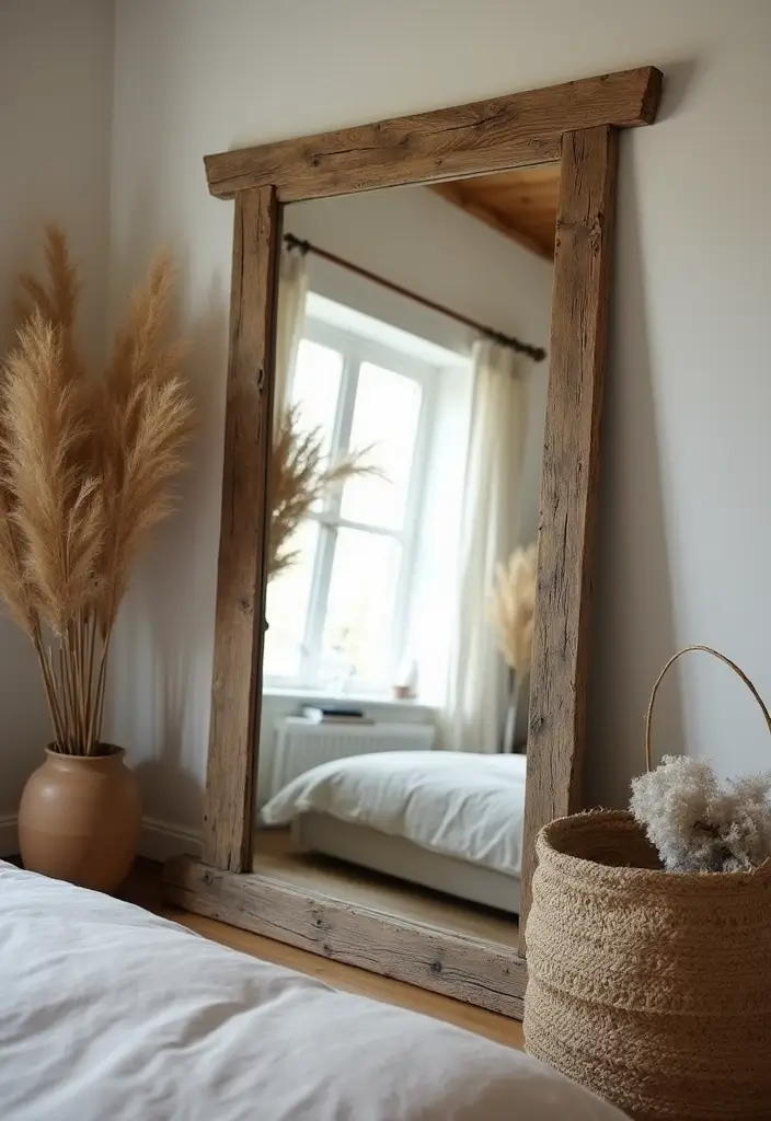 26 Mirror Design for Bedroom Ideas That Add Light and Style - 13. Rustic Mirrors